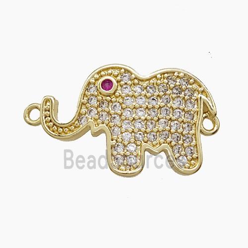 Copper Elephant Connector Micropave Zirconia 18K Gold Plated