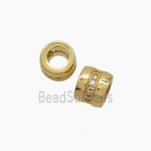 Copper Tube Beads Pave Zirconia 18K Gold Plated