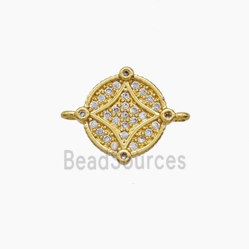 Copper Coin Connector Pave Zirconia Star 18K Gold Plated