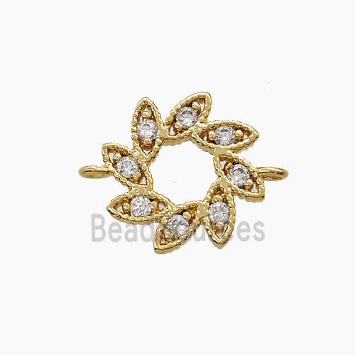 Copper Flower Connector Pave Zirconia 18K Gold Plated
