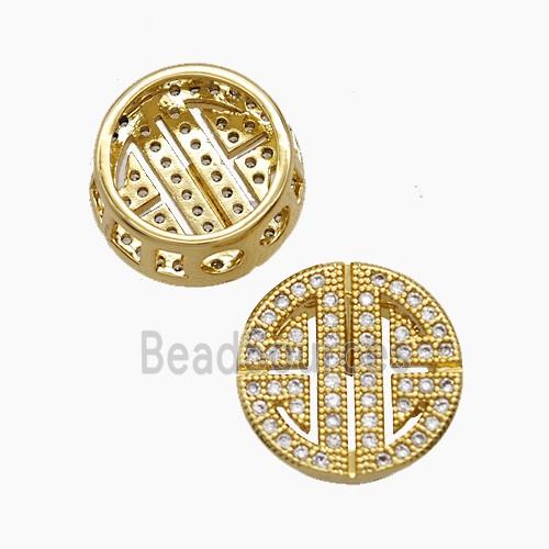 Copper Button Beads Pave Zirconia 18K Gold Plated