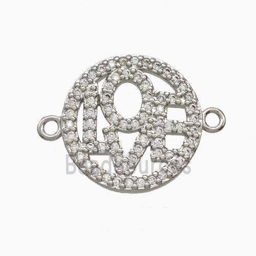 Copper LOVE Connector Micropave Zirconia Platinum Plated