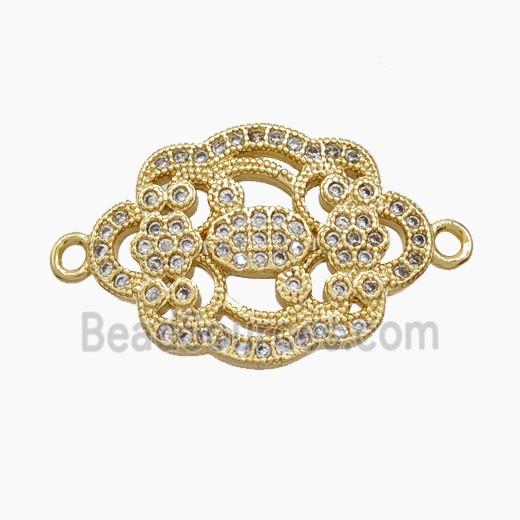 Copper Flower Connector Pave Zirconia 18K Gold Plated