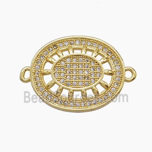 Copper Flower Connector Pave Zirconia Oval 18K Gold Plated