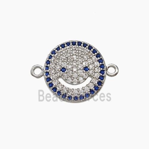 Copper Emoji Connector Micropoave Zirconia Smileface Platinum Plated