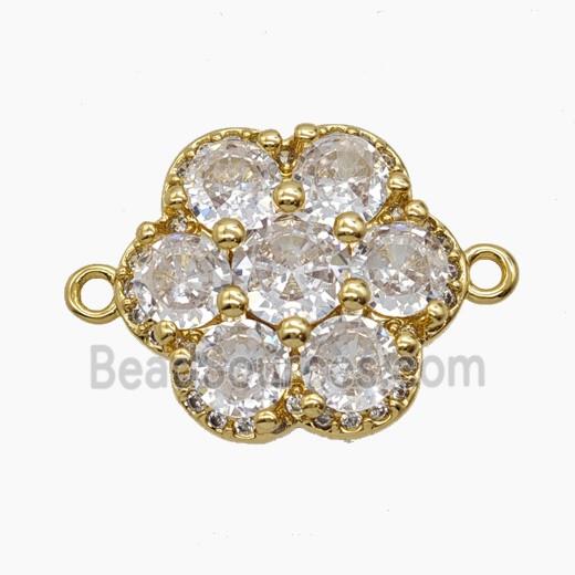 Copper Flower Connector Pave Zirconia 18K Gold Plated