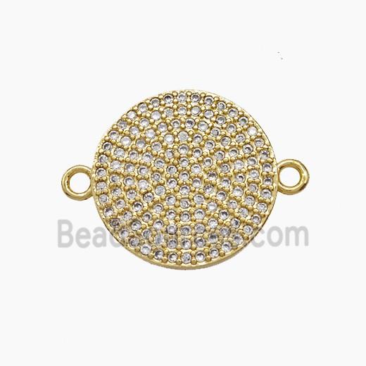 Copper Sun Connector Micropave Zirconia 18K Gold Plated
