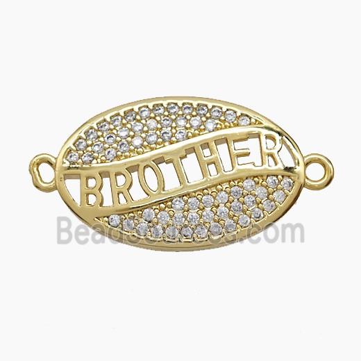 Copper BROTHER Connector Pave Zirconia Leaf 18K Gold Plated