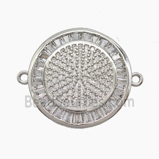 Copper Sun Connector Micropave Zirconia Platinum Plated