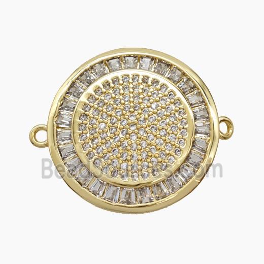 Copper Sun Connector Micropave Zirconia 18K Gold Plated