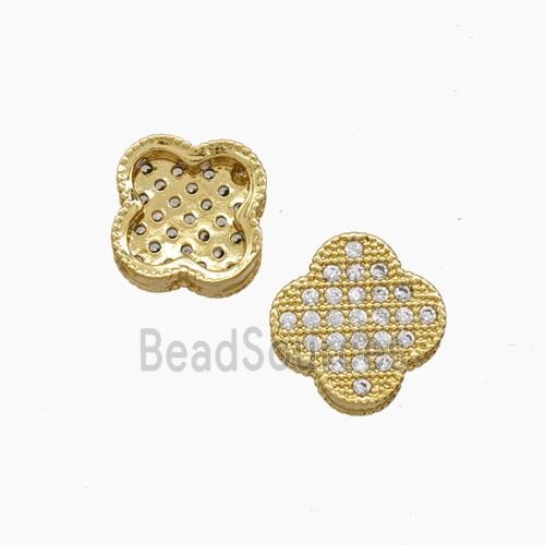 Copper Clover Beads Pave Zirconia 18K Gold Plated