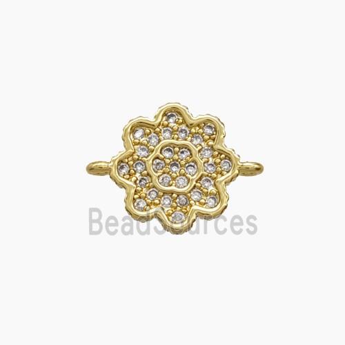 Copper Flower Connector Pave Zirconia 18K Gold Plated