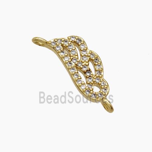 Copper Leaf Connector Pave Zirconia 18K Gold Plated