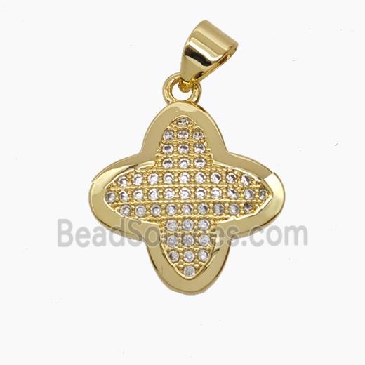 Copper Clover Pendant Pave Zirconia 18K Gold Plated
