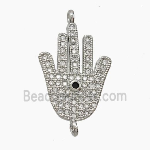 Copper Hand Pendant Pave Zirconia Platinum Plated