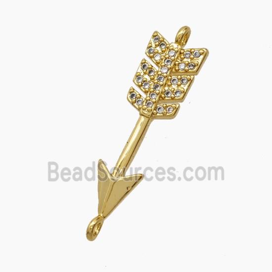 Copper Arrow Connector Pave Zirconia 18K Gold Plated