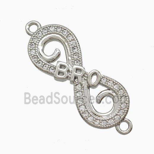 Copper Infinity Connector Pave Zirconia BRO Platinum Plated