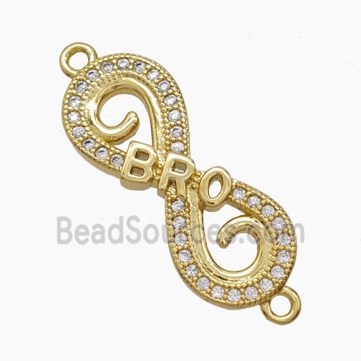 Copper Infinity Connector Pave Zirconia BRO 18K Gold Plated