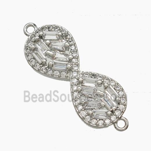 Copper Infinity Connector Pave Zirconia Platinum Plated