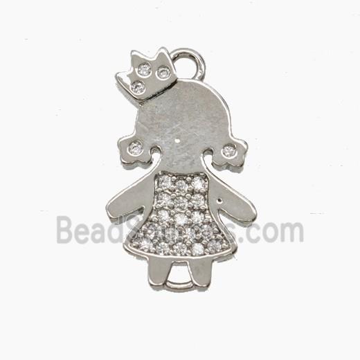 Copper Kids Girls Connector Pave Zirconia Platinum Plated