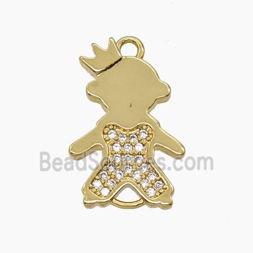 Copper Kids Girls Connector Pave Zirconia Crown 18K Gold Plated