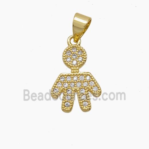 Copper Kids Boy Pendant Pave Zirconia 18K Gold Plated
