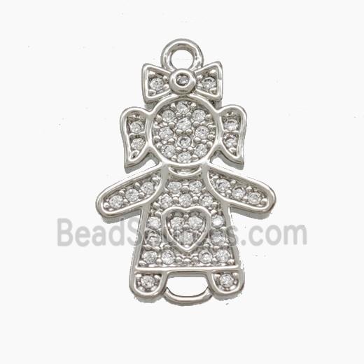 Copper Kids Girls Connector Pave Zirconia Platinum Plated