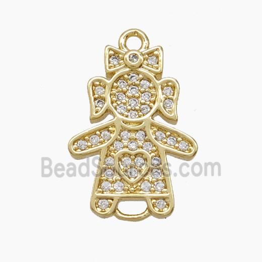 Copper Kids Girls Connector Pave Zirconia 18K Gold Plated