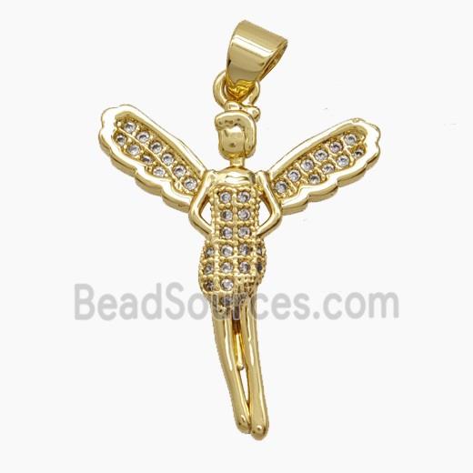 Copper Fairy Pendant Pave Zirconia 18K Gold Plated