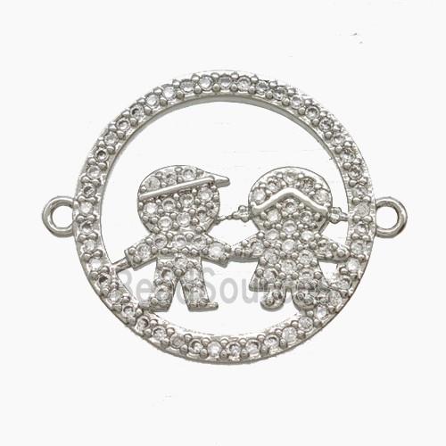Copper Kids Connector Pave Zirconia Platinum Plated