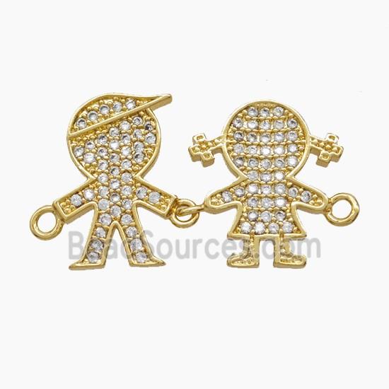 Copper Kids Connector Pave Zirconia 18K Gold Plated