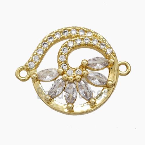 Copper Flower Connector Pave Zirconia 18K Gold Plated