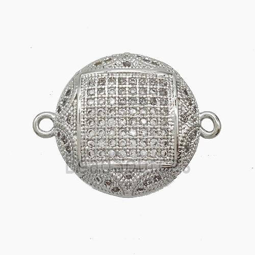 Copper Connector Pave Zirconia Platinum Plated