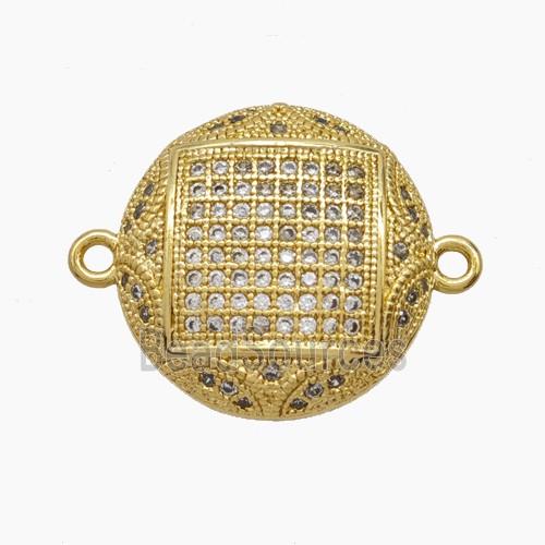 Copper Connector Pave Zirconia 18K Gold Plated
