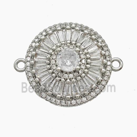 Copper Flower Connector Pave Zirconia Platinum Plated