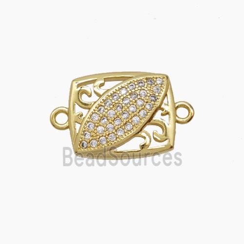 Copper Eye Connector Pave Zirconia Rectangle 18K Gold Plated