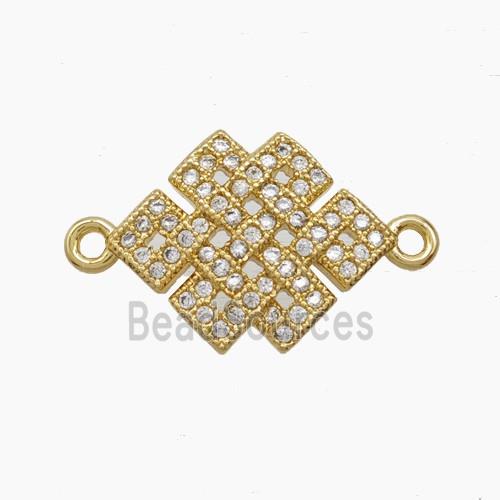 Copper Knot Connector Pave Zirconia 18K Gold Plated