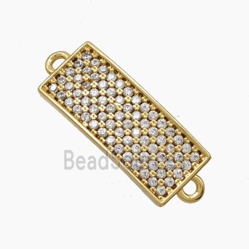 Copper Rectangle Connector Pave Zirconia Curving 18K Gold Plated