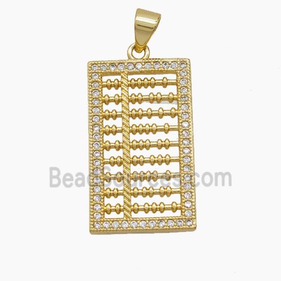 Chinese Abacus Charms Copper Pendant Pave Zirconia 18K Gold Plated