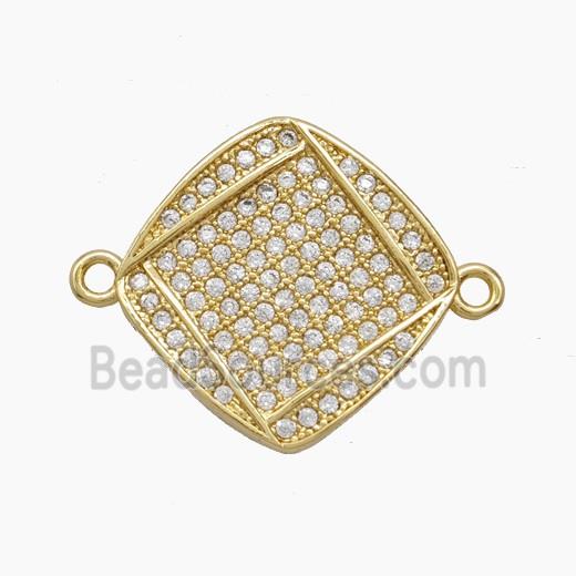 Copper Square Connector Pave Zirconia 18K Gold Plated