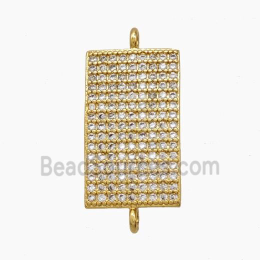Copper Rectangle Connector Pave Zirconia 18K Gold Plated