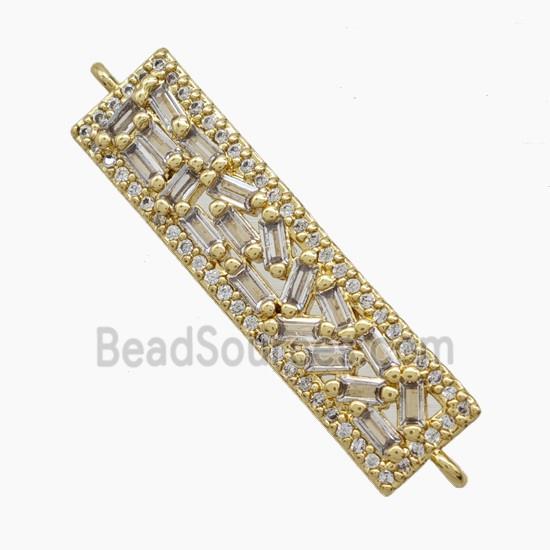 Copper Rectangle Connector Pave Zirconia 18K Gold Plated