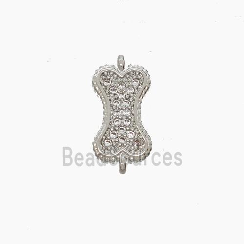 Copper Dogbone Connector Pave Zirconia Platinum Plated