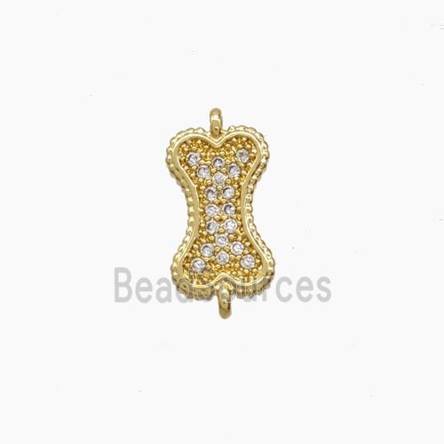 Copper Dogbone Connector Pave Zirconia 18K Gold Plated