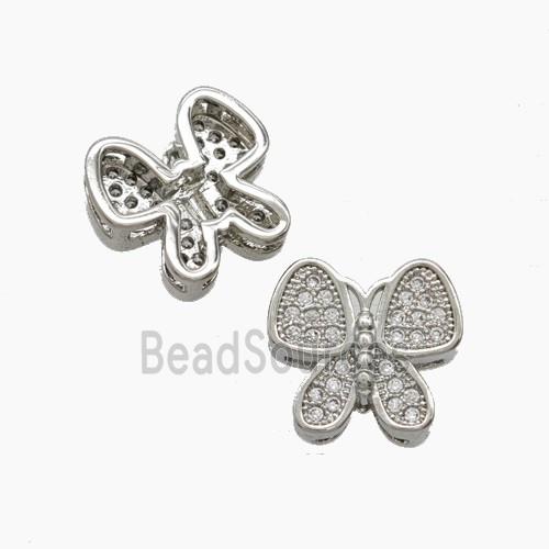 Copper Butterfly Beads Pave Zirconia Platinum Plated