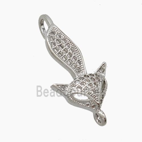 Copper Fox Connector Pave Zirconia Platinum Plated