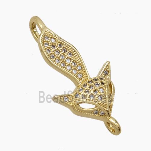 Copper Fox Connector Pave Zirconia 18K Gold Plated