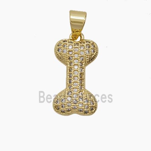 Copper Dogbone Pendant Pave Zirconia 18K Gold Plated