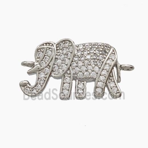 Copper Elephant Connector Pave Zirconia Platinum Plated