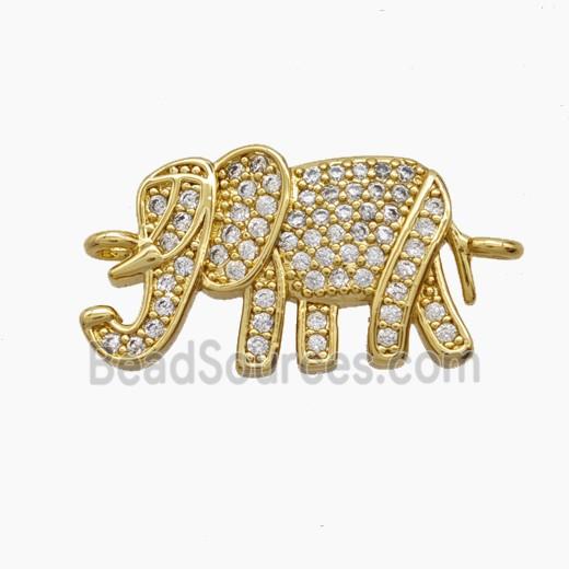 Copper Elephant Connector Pave Zirconia 18K Gold Plated